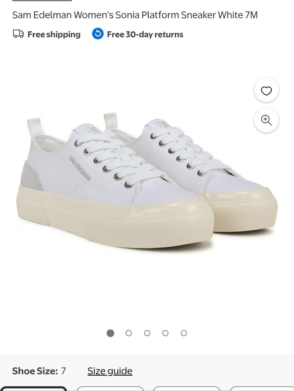 Sam Edelman Sonia 1" Platform Canvas Lace Up Sneakers Size 6.5 NWT